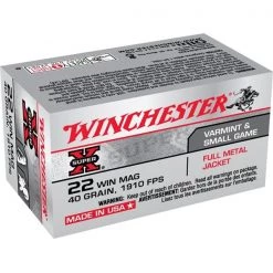 Winchester Rimfire rifle cartridges .22 WIN MAG 40gr Super X Full Metal Jacket Ammunition