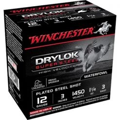 Winchester Shotgun ammunitions 12 Ga 3" #3 Drylok Super Steel Shotshells